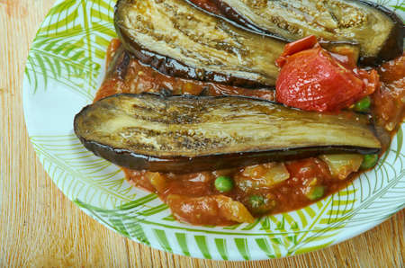 Khoresh ebademjan - Persian Eggplant Stew with Beef  in a tomato based sauce.の写真素材