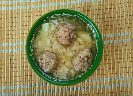Armenian soup with meatballs and rice - Kololak . Armenian cuisine.の写真素材