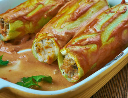 Deleh Mehshi - Lebanese cuisine,zucchini stuffed with rice and meatの写真素材