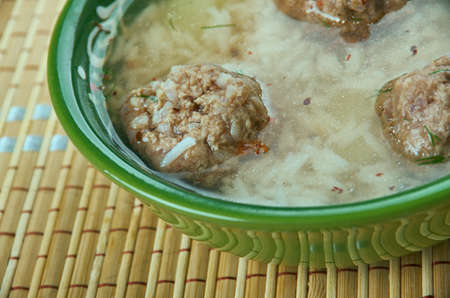 Armenian soup with meatballs and rice - Kololak . Armenian cuisine.の写真素材