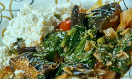 Kimali Ispanak - spinach  and minced beef,  yogurt. Turkish cuisine