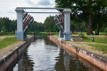 Gateways sluice (locks) on the Augustow Canal July 8, 201のeditorial素材