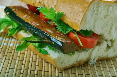 Balik Ekmek - Turkish sandwich with fish,  turkish food close up