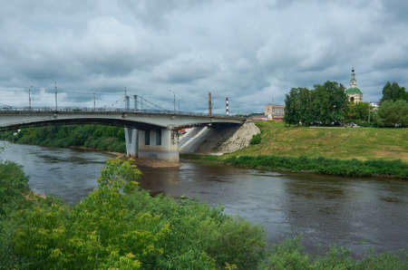 Dnipro River and the bridge. View of Smolensk. Russiaの写真素材