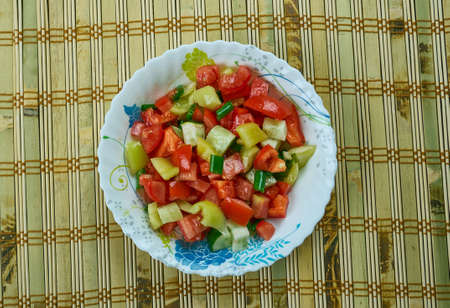 Gavurdagi Salatasi - Turkish salad from tomatoes, pomegranate and vegetablesの写真素材