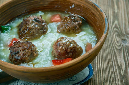 Persian Meatball Soup -Koofteh, close upの写真素材