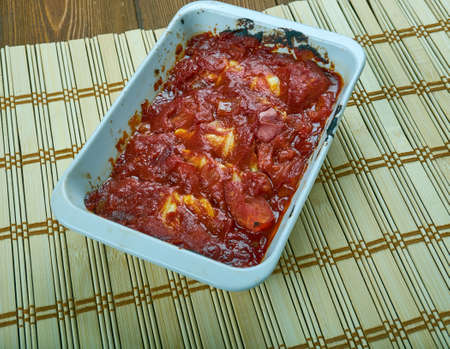 Turkish Cabbage Rolls with Yoghurt Sauce with Tomato Basil Marinara Sauceの写真素材