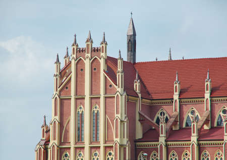 Catholic Church in Gothic Revival style in Gervyaty Grodno region Belarusの写真素材