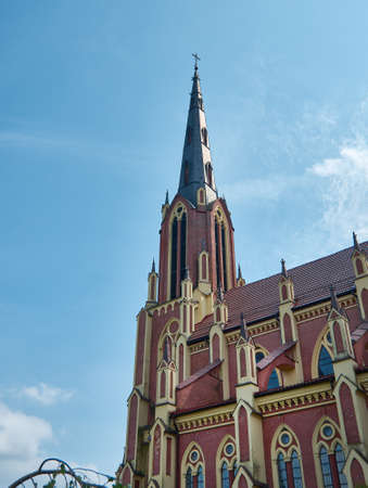 Catholic Church in Gothic Revival style in Gervyaty Grodno region Belarusの写真素材