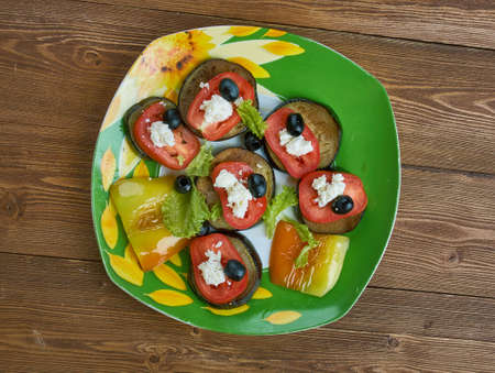 Spanish Grilled Eggplant with Tomato Vinaigretteの写真素材