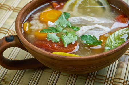 Lemon Chicken Noodle  stelline Soupの写真素材