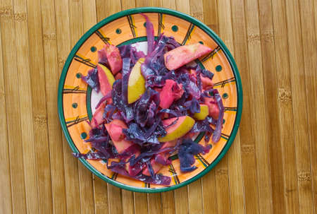 Braised Red Cabbage With Cider And Apples. close upの写真素材