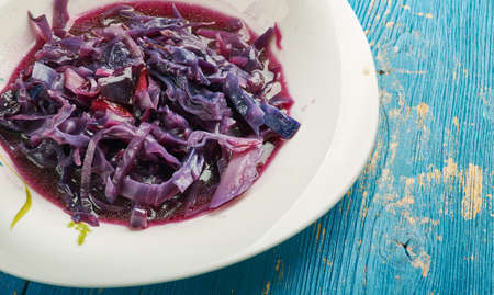 Devilish red cabbage -  mouthwatering winter warmer of red cabbage stewed with apples and spices.の写真素材