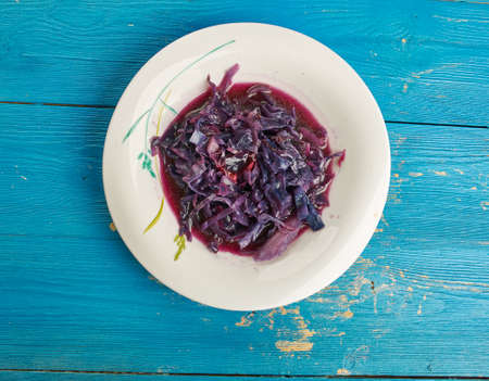 Devilish red cabbage -  mouthwatering winter warmer of red cabbage stewed with apples and spices.の写真素材