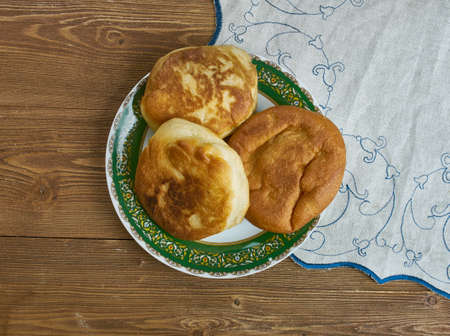 Boureek -  libyan Lamb and parsley filled phyllo pastry, cose upの写真素材