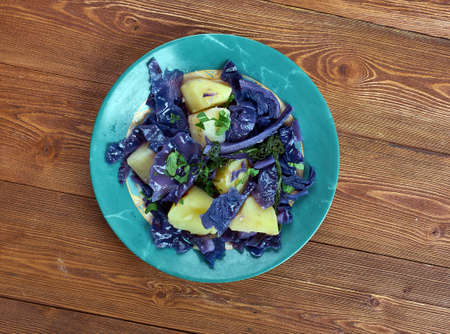 Red cabbage potato hash,の写真素材