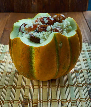 kham-doshama  - Sweet Pilaf with a Pumpkin, Meat and Dried Fruits . Cuisine of Azerbaijanの写真素材