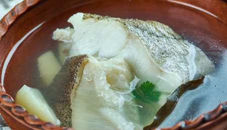 Norwegian fish soup with halibut and cod