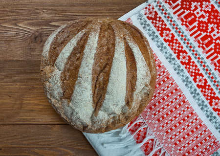 Serbian Balkan Pogacha Bread -  white bread that Serbians, Croatians, Macedonians and other Balkans,...