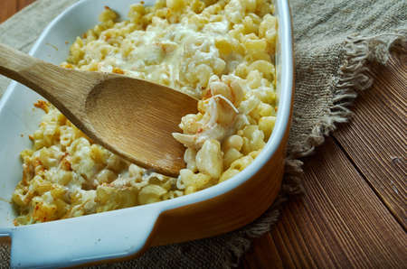 casserole baked pasta chicken in sour cream sauceの写真素材