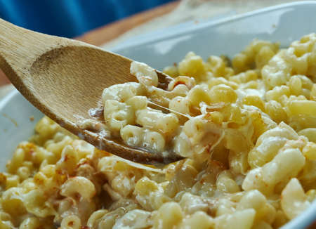 casserole baked pasta chicken in sour cream sauceの写真素材