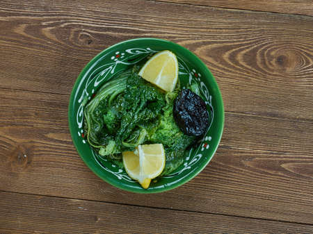 Horta Vrasta - Greek Boiled  Dandelion Leafy Greens,の写真素材