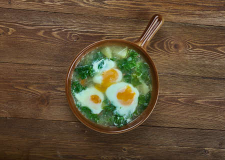 Acquacotta maremmana  tipica toscana - Italian dish with vegetables and eggsの写真素材