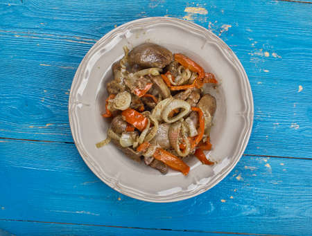 Liver And Kidney Sauce,  Liver and Kidney cooked in a light Caramelised Onions sauce.の写真素材