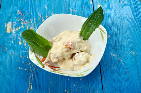 Lobster Newberg - American seafood dish made from lobster, butter, cream, cognac, eggs, and Cayenne pepper.の写真素材