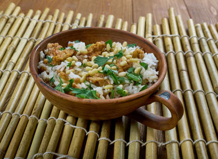 Lebanese Hushwee Rice with Toasted Pine Nutsの写真素材