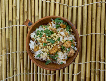 Lebanese Hushwee Rice with Toasted Pine Nutsの写真素材
