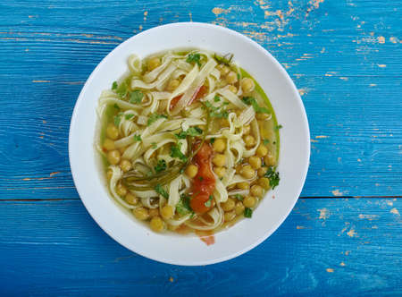 Oshi burida - Tajik soup with chickpeas and noodlesの写真素材