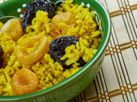 Safranli Piilav - Turkish pilaf with saffron and dried fruitsの写真素材