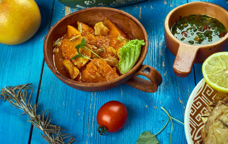 Maghreb cuisine . Traditional Mahfe stew - Mauritanian meat,  pumpkin stew in peanut sauceの写真素材