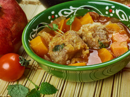 Iranian cuisine - Oshe Anor,meatball soup, の写真素材