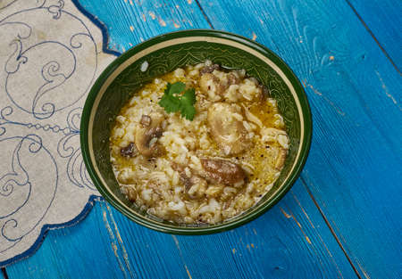 Shila Plavi -Creamy rice with mushrooms and white wine, traditional Georgian ddishの写真素材