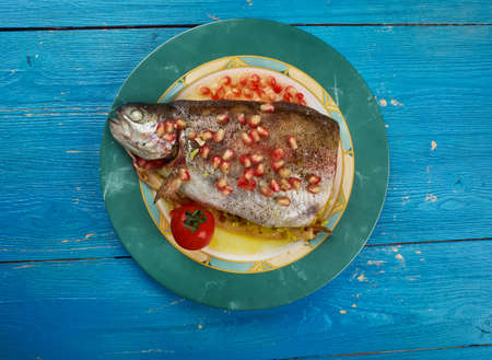 kutap - Armenian dish,Trout stuffed with rice and spicesの写真素材