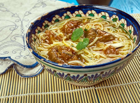 burchak shurpa  - Tatar soup with noodles and lamb , Central Asian cuisineの写真素材