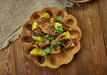 Kuzu TandÄ±r - Turkish baked lamb with vegetablesの写真素材