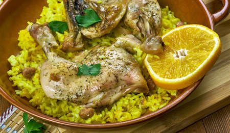 Arabian cuisine - Djaj Fouq El-Eish,fragrant flavourful rice dish normally served with roast...