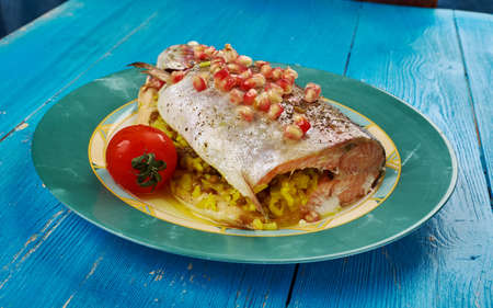 kutap - Armenian dish,Trout stuffed with rice and spicesの写真素材