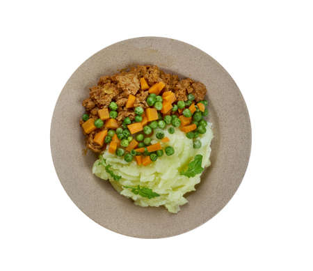Mince and tatties - classic Scottish dish, consisting of minced beef and mashed potatoの写真素材