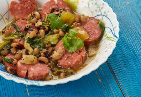 Hearty One-Pot Black-Eyed Pea Stew With Kale and Andouille ,  Cajun cuisine