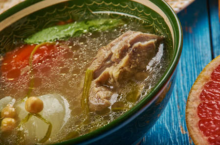 Egyptian cuisine . Traditional Shank soup - Chorbet Kavare.