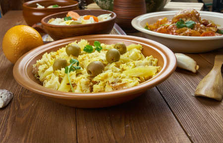 Portuguese cuisine - Bacalhau  Bras , Traditional  Portugal dishes, made from shreds of salted cod (bacalhau), onions and thinly chopped .の写真素材