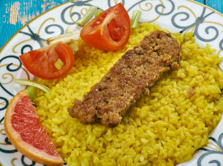 Kebab tabei - Persian Pan Kebab, Persian Beef Patties with saffron Rice