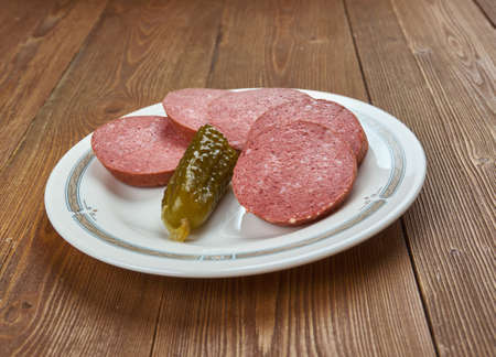 Amsterdam ossenworst -  raw beef sausage originating in Amsterdamの写真素材