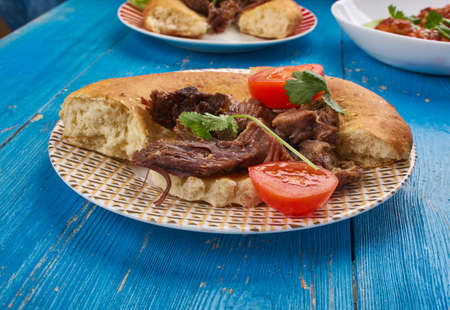 Greek roast lamb - arni sto fourno , close up