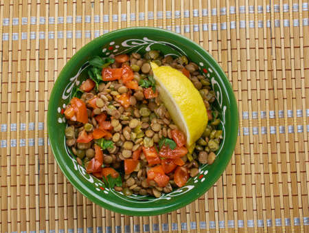 Green Lentil Salad Azifa , Ethiopian Food close upの写真素材