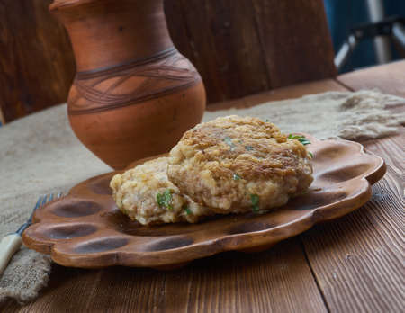 Traditional Newfoundland fish cakes close upの写真素材